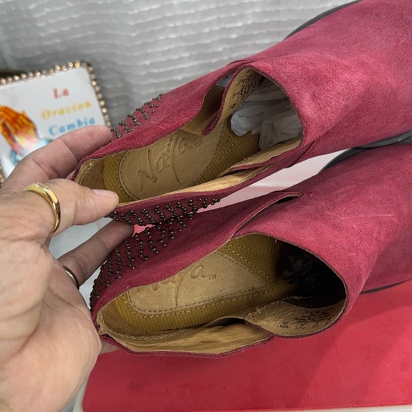 (T0) Naya Womens Valerie RedSuede leather Round Toe Block HeelsAnkle Booties 8M - Picture 7 of 13